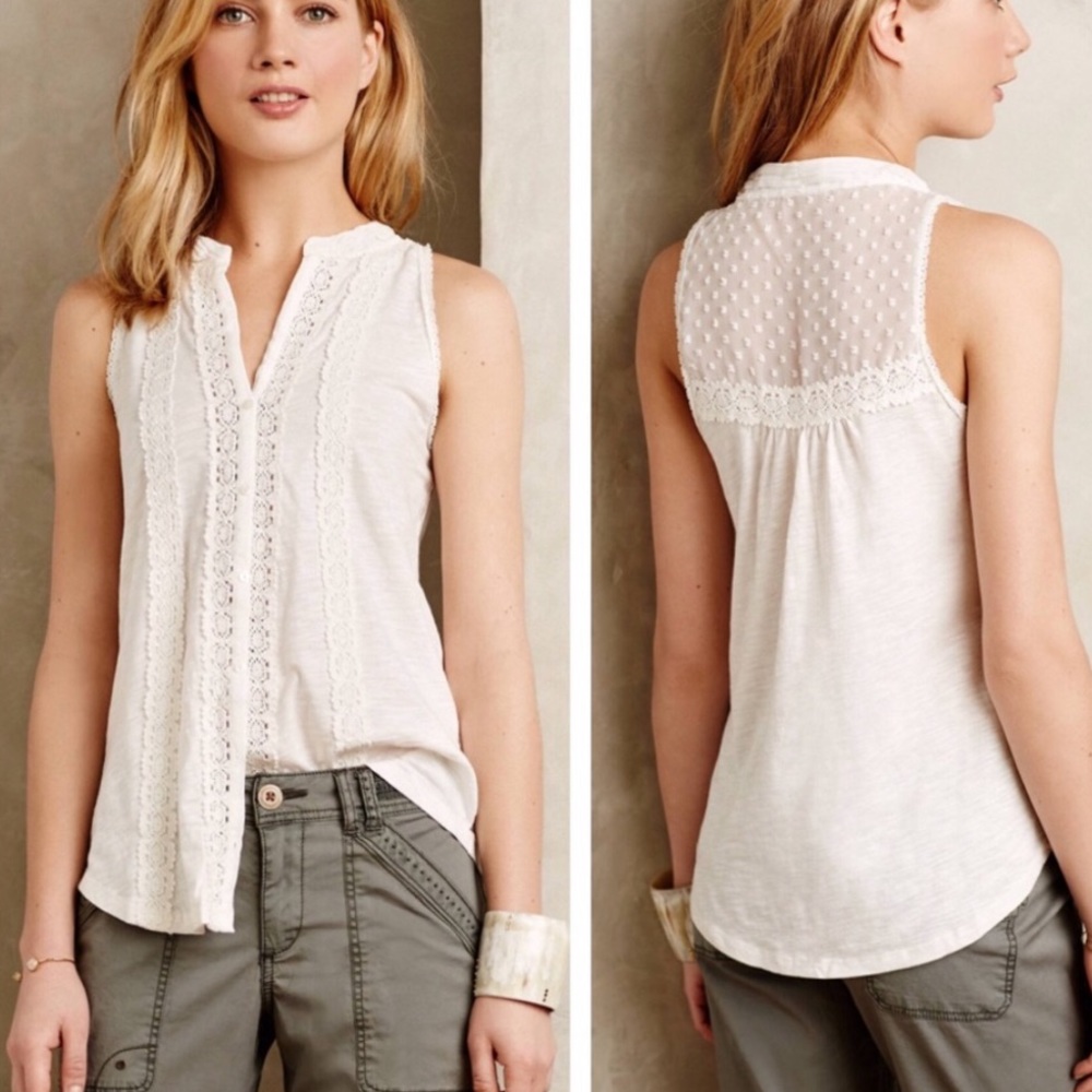 Anthropologie meadow rue lace mix tank